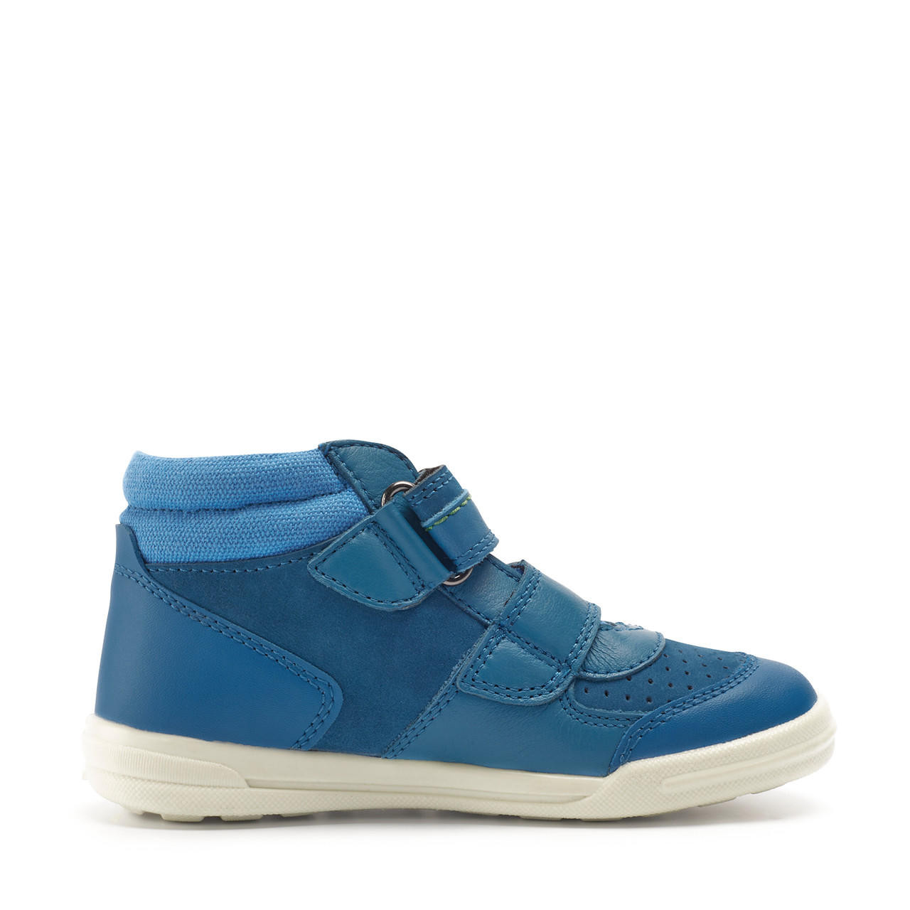 Frisbee, Blue leather/nubuck riptape ankle boots - Start-Right