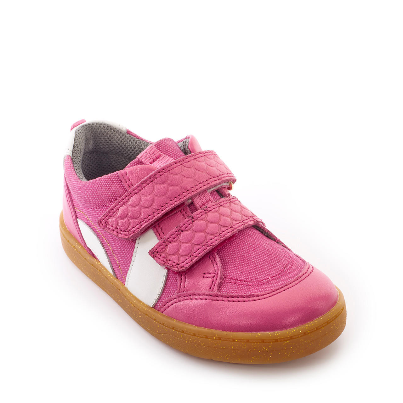 Enigma, Pink leather/canvas casual riptape preschool shoes