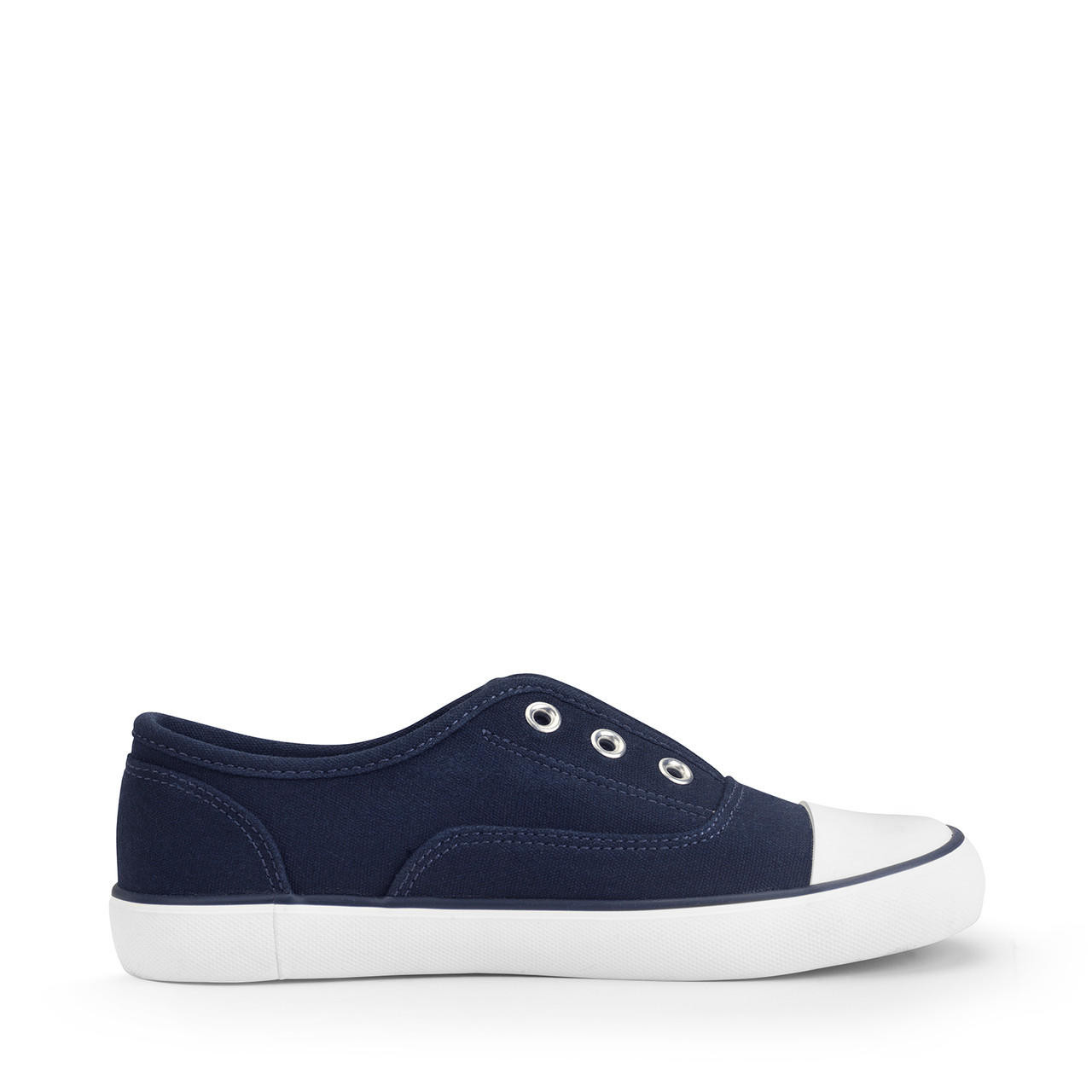 Postcard, Navy blue closed slip on canvas shoes