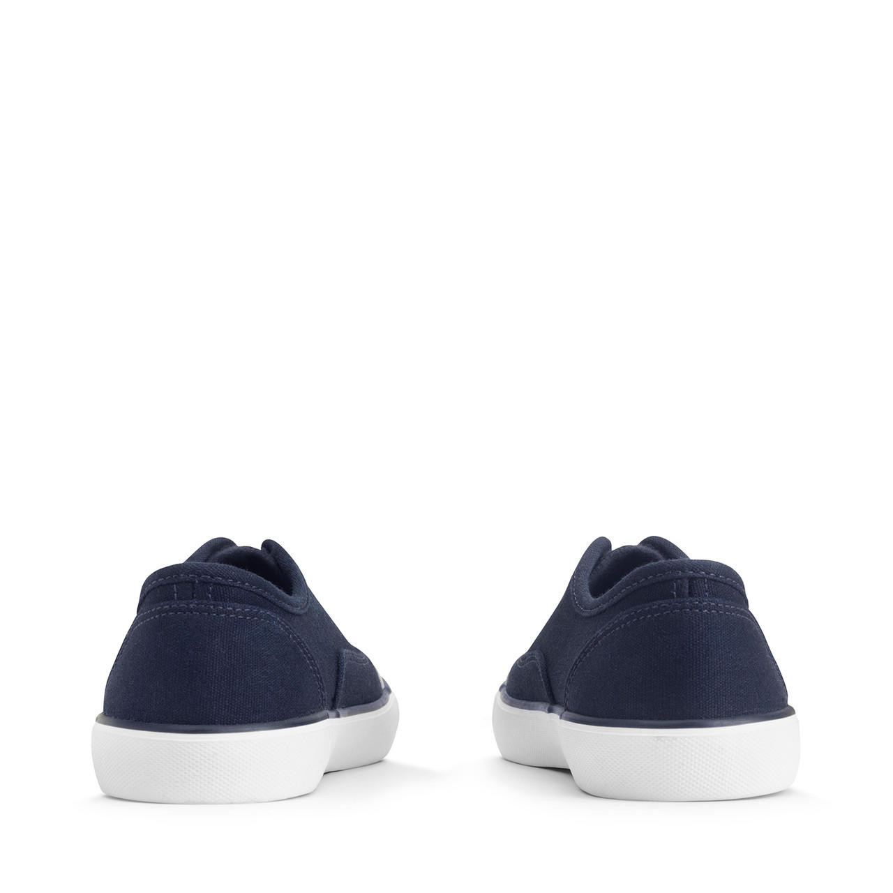 Postcard, Navy blue closed slip on canvas shoes