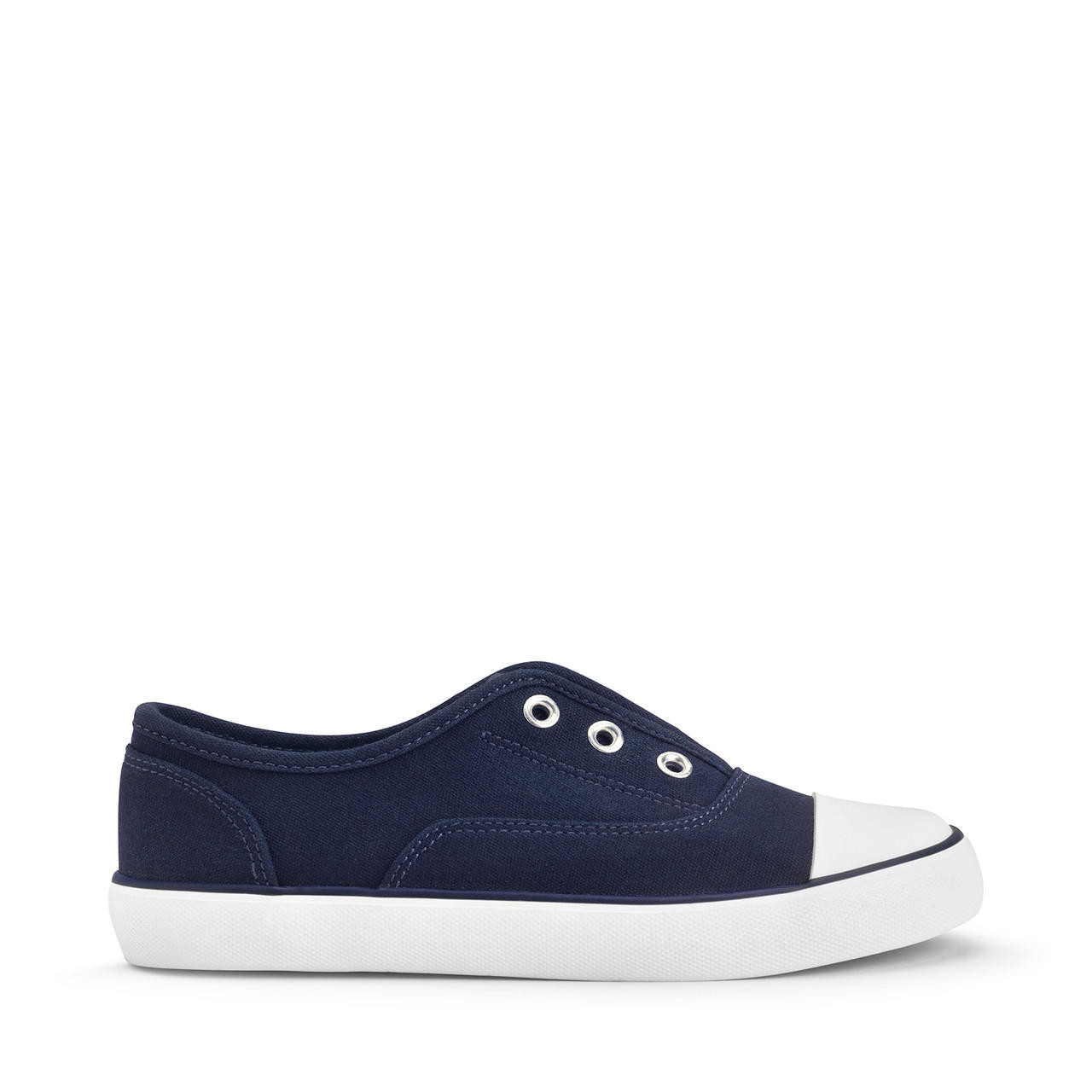 Postcard, Navy blue closed slip on canvas shoes