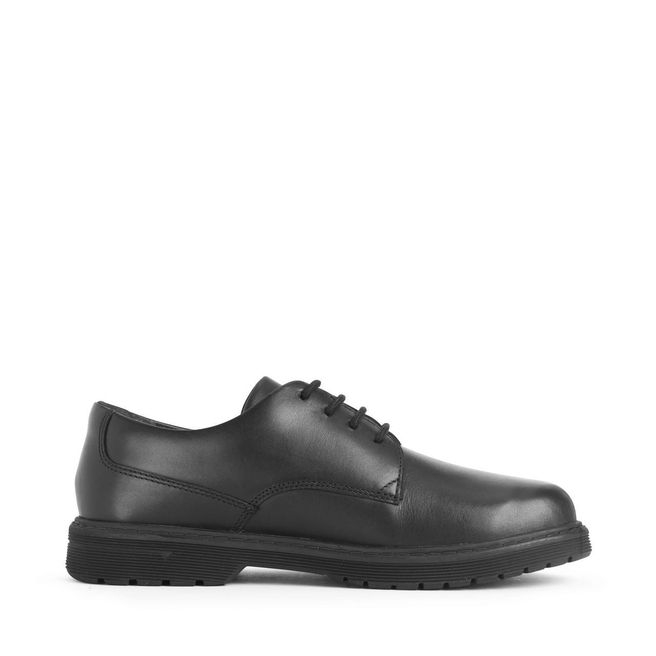 Glitch, Black leather boys lace-up school shoes