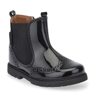wide fit black patent chelsea boots