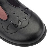 Start-Rite Poppy, black leather girls rip-tape T-bar school shoes 2747_7