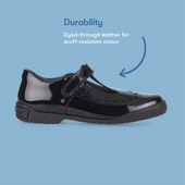 Start-Rite Leapfrog, Black patent girls riptape T-bar school shoes 2789_3