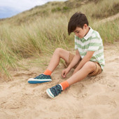 Start-Rite Jurassic, navy blue dino print boys riptape canvas 6177_9