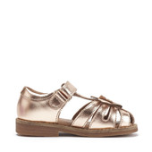 Flora, Rose gold metallic leather girls riptape sandals 5198_0
