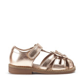 Flora, Rose gold metallic leather girls rip-tape sandals 5198_0