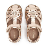 Flora, Rose gold metallic leather girls rip-tape sandals 5198_0