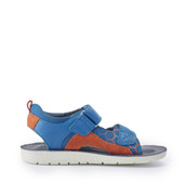 Start-Rite Beachball, Bright blue leather/ orange suede boys rip-tape sandals 5208_2