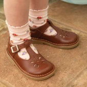 Start-Rite Lottie, Tan leather classic t-bar buckle shoes 5184_0