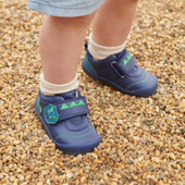 Start-Rite Shoes Dino Foot, French navy leather /dino rip-tape first walking shoes