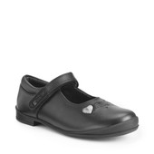 Start-Rite Shoes Stardust, Black leather girls rip-tape school shoes 