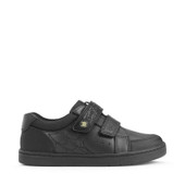 Start-Rite Shoes Spider Web, Black leather boys rip-tape casual school shoes