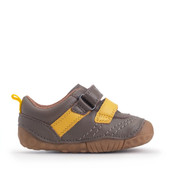 Start-Rite Shoes Little Smile, Taupe/yellow leather rip-tape pre-walkers 
