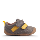 Start-Rite Shoes Little Smile, Taupe/yellow leather rip-tape pre-walkers 
