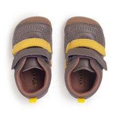 Start-Rite Shoes Little Smile, Taupe/yellow leather rip-tape pre-walkers 