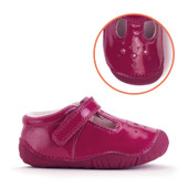 Start-Rite Shoes Tumble, Cherry red patent baby girls rip-tape t-bar pre-walkers