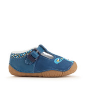 Start-Rite Shoes Little Paws, Blue nubuck/leather bunny girls T-bar buckle pre-walking shoes