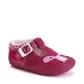 Start-Rite Shoes Little Paws, Cherry red patent/nubuck bunny girls T-bar buckle pre-walking shoes 