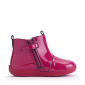 Start-Rite Shoes Wonderland, Cherry red patent floral girls zip-up first Chelsea boots 