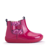 Start-Rite Shoes Wonderland, Cherry red patent floral girls zip-up first Chelsea boots