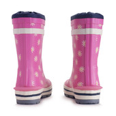 Start-Rite Shoes Little Puddle, Pink daisy girls waterproof slip-on wellies 
