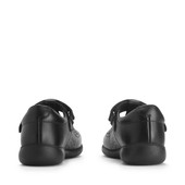 Start-Rite Shoes Hope, Black leather girls rip-tape T-bar school shoes 