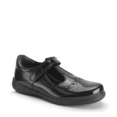 Start-Rite Shoes Hope, Black patent girls rip-tape T-bar school shoes 