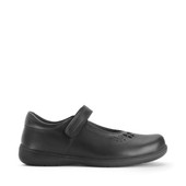 Start-Rite Shoes Glisten, Black leather girls rip-tape school shoes 