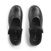 Start-Rite Shoes Glisten, Black leather girls rip-tape school shoes 