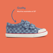 Start-Rite Kicks, Denim blue check kids closed rip-tape canvas shoes 6212_2
