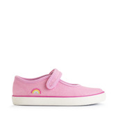 Start-Rite Lemonade, Pink glitter rainbow girls single bar rip-tape canvas shoes 6210_6