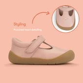 Start-Rite Charms, Dusky pink leather girls riptape first walking shoes 0845_6