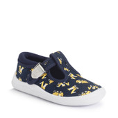 Start-Rite Wriggles, T-bar navy digger print buckle first walking shoes