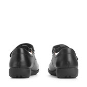 Start-Rite Charlotte, Black leather girls T-bar rip-tape school shoes 1791_7