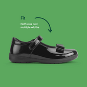 Start-Rite Bella, Black patent girls rip-tape bow school shoes 2839_3