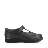 Start-Rite Locket, Black leather girls rip-tape T-bar school shoes 2836_7
