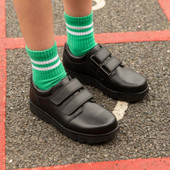 Parker , Black leather boys rip-tape school shoes 2838_7