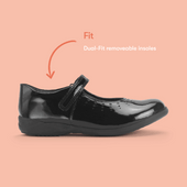 Start-Rite Study, Black patent Simply by Start-Rite girls rip-tape Dual-Fit school shoes 2875_3