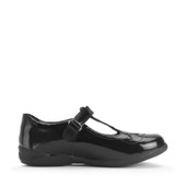 Novel, Black patent Simply by Start-Rite girls rip-tape Dual-Fit T-bar school shoes