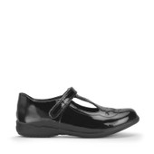 Novel, Black patent Simply by Start-Rite girls rip-tape Dual-Fit T-bar school shoes