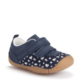 Start-Rite Little Smile, Navy leather/nubuck floral girls rip-tape pre-walkers 0823_19