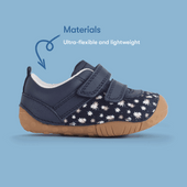 Start-Rite Little Smile, Navy leather/nubuck floral girls rip-tape pre-walkers 0823_19