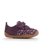Start-Rite Little Smile, Burgundy leather/nubuck floral girls rip-tape pre-walkers 0823_18