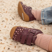 Start-Rite Little Smile, Burgundy leather/nubuck floral girls rip-tape pre-walkers 0823_18