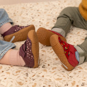 Start-Rite Little Smile, Burgundy leather/nubuck floral girls rip-tape pre-walkers 0823_18