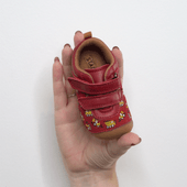 Start-Rite Little Smile, Burgundy leather/nubuck floral girls rip-tape pre-walkers 0823_18