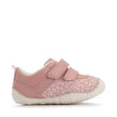 Start-Rite Little Smile, Dusky pink leather/nubuck leopard girls rip-tape pre-walkers 0823_26