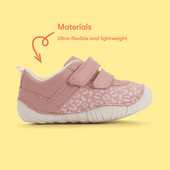 Start-Rite Little Smile, Dusky pink leather/nubuck leopard girls rip-tape pre-walkers 0823_26